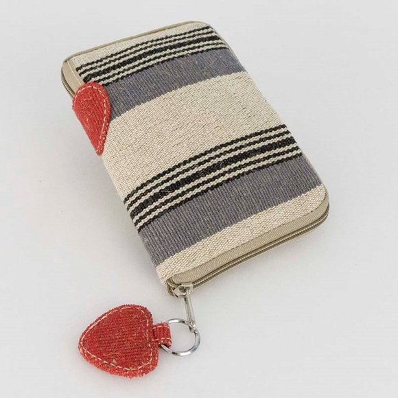 Randi & Will Collection Handbags - Cell Phone case jute cotton with zipper & heart